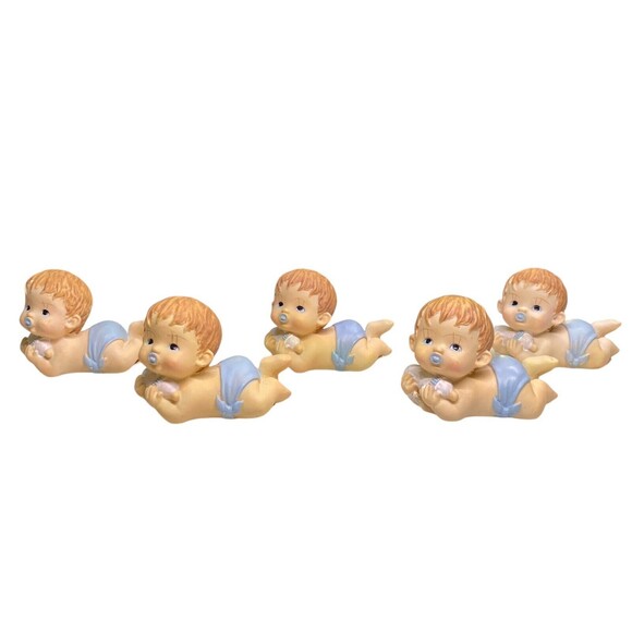 5 CWI Brand Baby Figurines Vintage Baby Shower Gift Decor Crafts 2” T Blue NWT - Picture 2 of 13